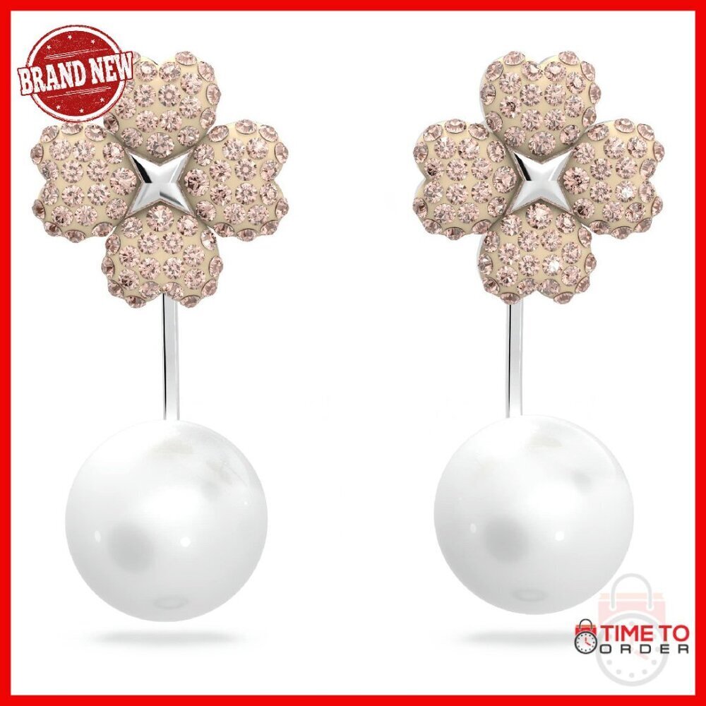 Flower Crystal Earring Jackets, Rhodium Finish, Clip-On Back